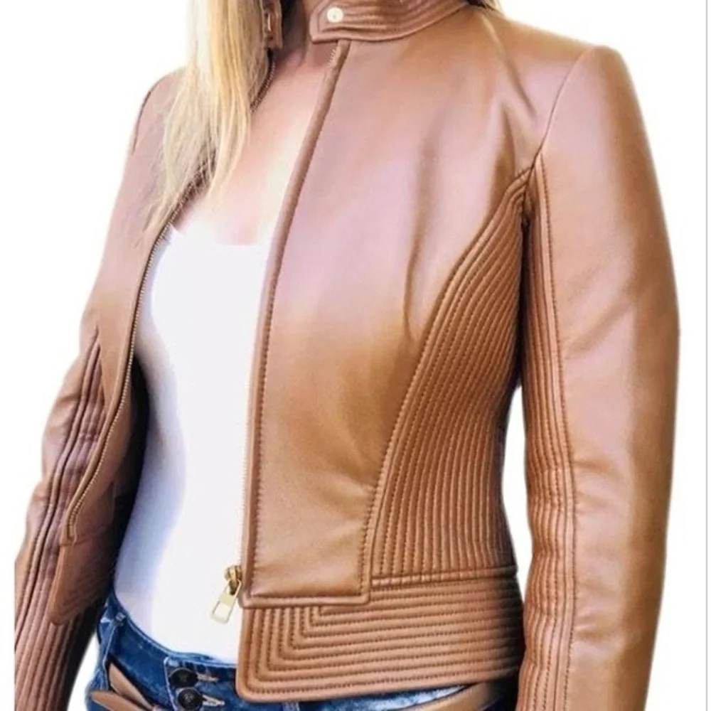 Tory Burch Calista Leather Riding Jacket - Picture 6 of 6